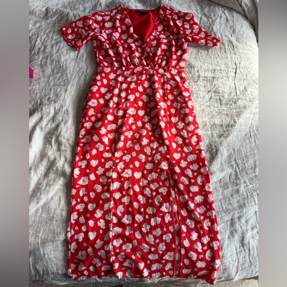 French Connection Midi Dress in Red Smudge Print - Picture 6 of 6